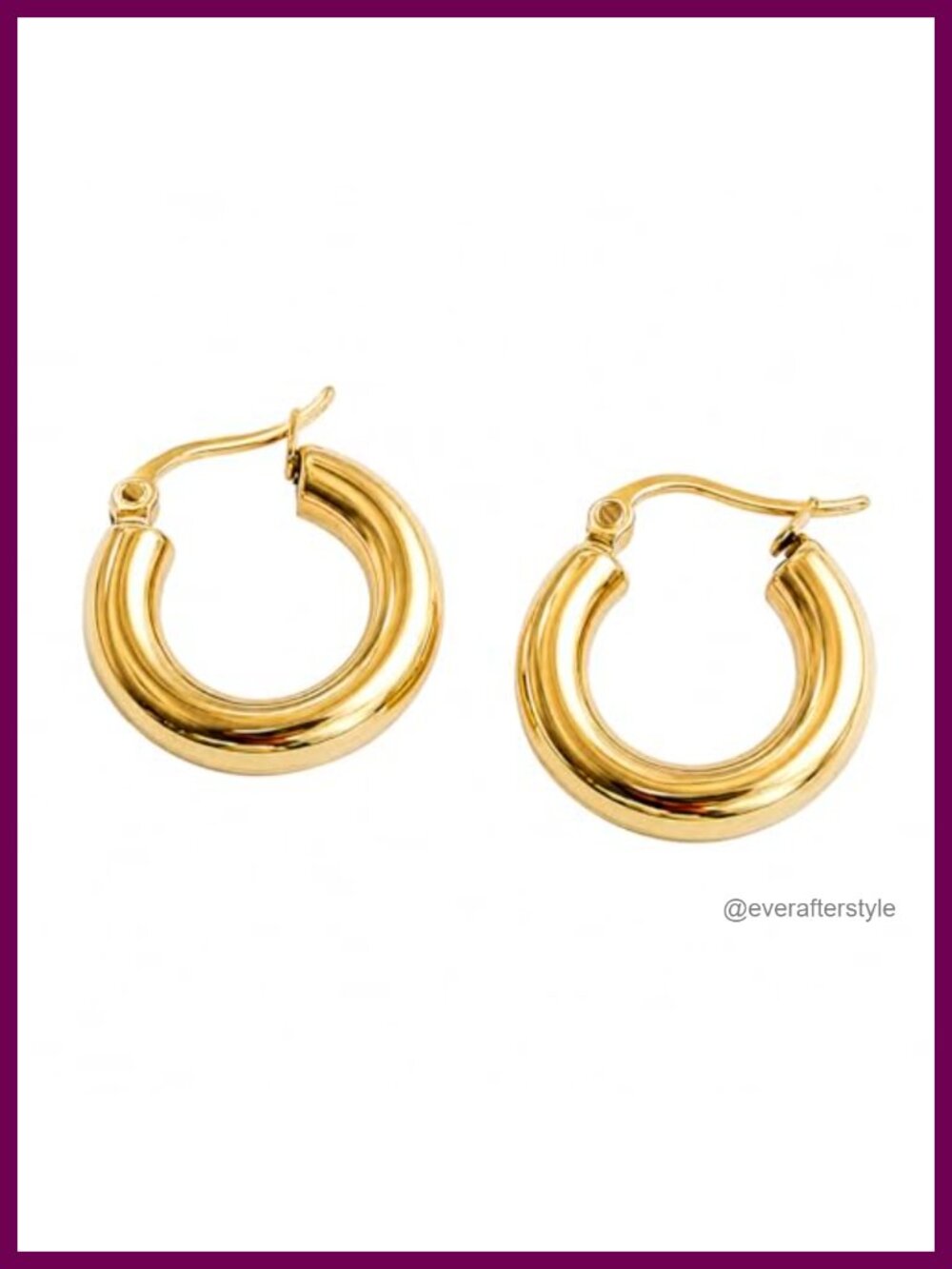 Stainless Steel Gold Tone Hoop Earrings Hypoallergenic 20mm